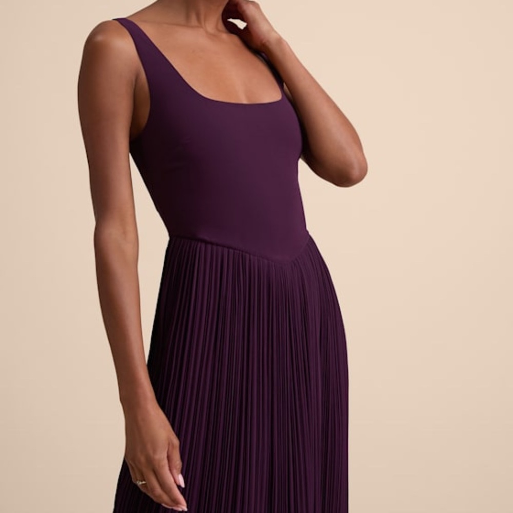 Lulu's Plum Maxi Dress - Sleeveless Pleated Skirt